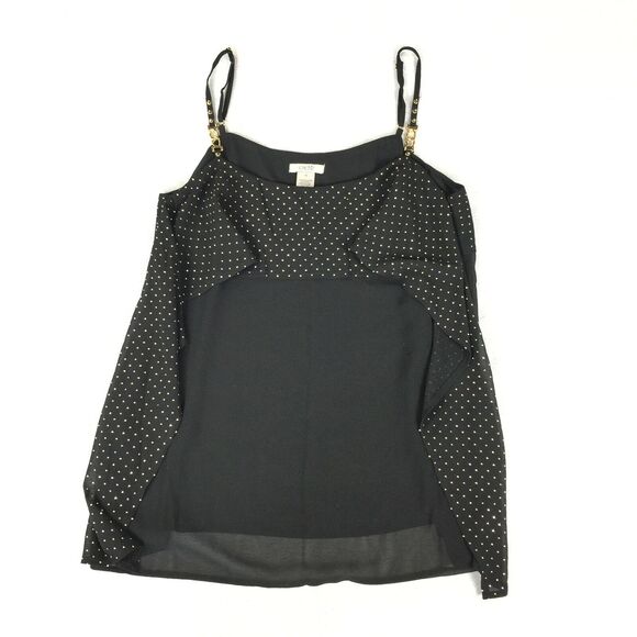 Cache Draped Tank Top Size Medium Womens Sheer Black Gold Studded Blouse Cami M - Picture 1 of 7